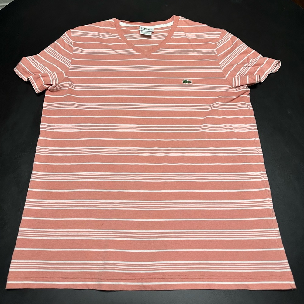 Lacoste Stripped V-Neck Tee